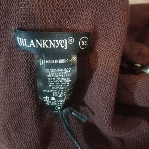 Blank NYC Burgundy Knit Faux Leather Trim High Low Cardigan Size XS - Picture 5 of 5